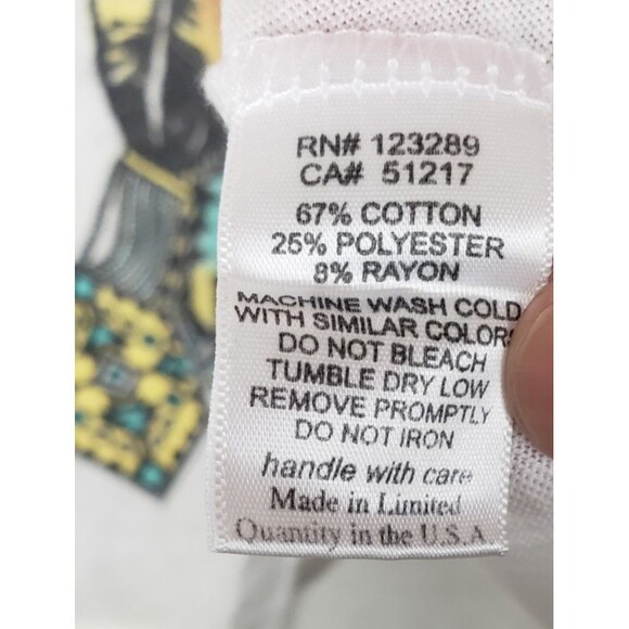 Lauren Moshi White Slub Tank Top Large Colorful Eagle Headdress Graphic Summer - Picture 5 of 8